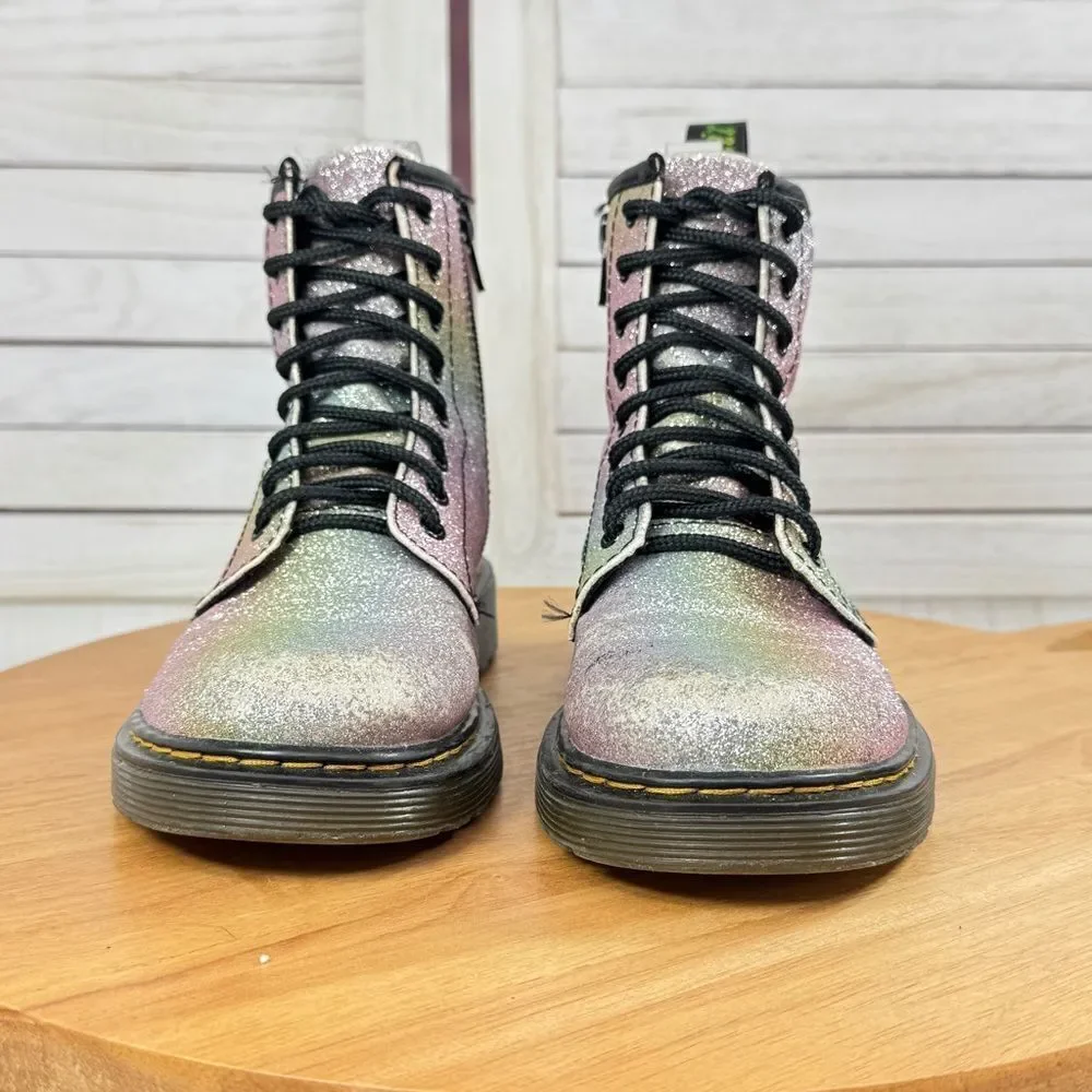 Dr. Martens 1460 Ombre Pastel Glitter Sparkle‎ Combat Boots Rainbow 2 Kids